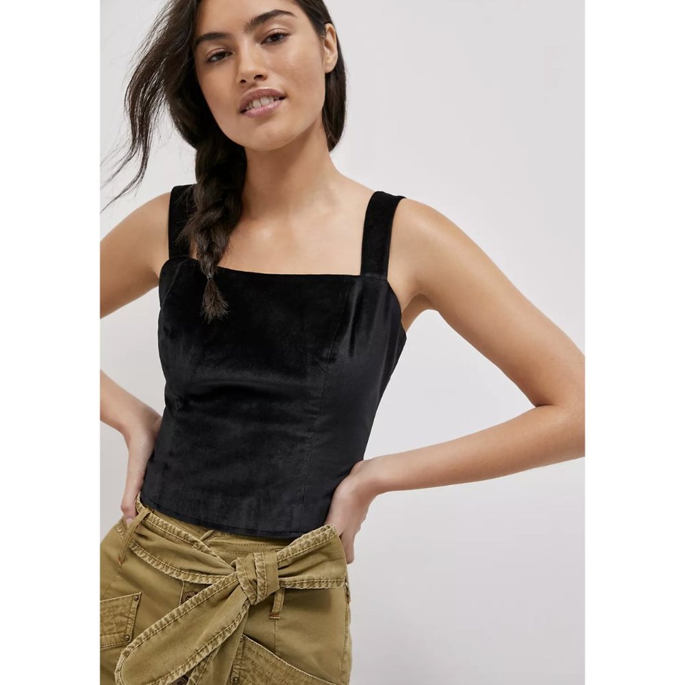 Anthropologie | NWT Emmanuelle Cropped Velvet Tank | Wm size 10